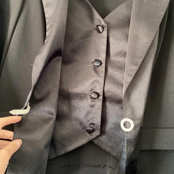 Joseph Ribkoff Whimsigoth Tuxedo Blazer Rhinestone Clasp Dark Glamour - Picture 7 of 15